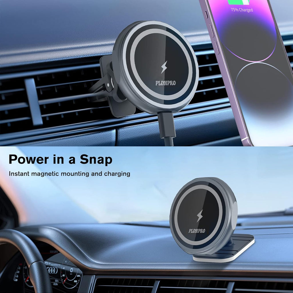 for Magsafe Car Mount 15W Fast Charging Wireless Iphone Car Charger, Magnetic Air Vent Phone Holder Mount [Auto-Alignment Powerful Magnets] Compatible with Iphone 15 14 13 Pro plus Max Mini